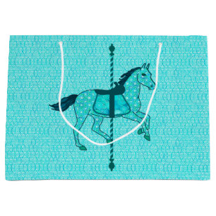 Carousel Horse - Turquoise and Aqua Large Gift Bag