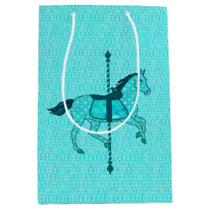 Carousel Horse - Turquoise and Aqua Medium Gift Bag