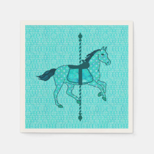 Carousel Horse - Turquoise and Aqua Napkin