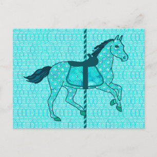 Carousel Horse - Turquoise and Aqua Postcard