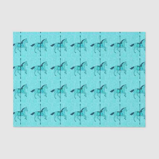 Carousel Horse - Turquoise and Aqua Tissue Paper (Front)