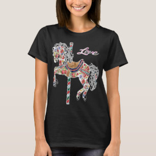 Carousel horse vintage illustration quilting style T-Shirt