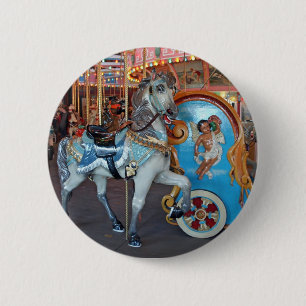 Carousel Horse with Cherub! 6 Cm Round Badge