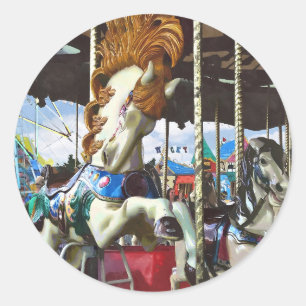 Carousel Horse With Flowing Mane Classic Round Sticker