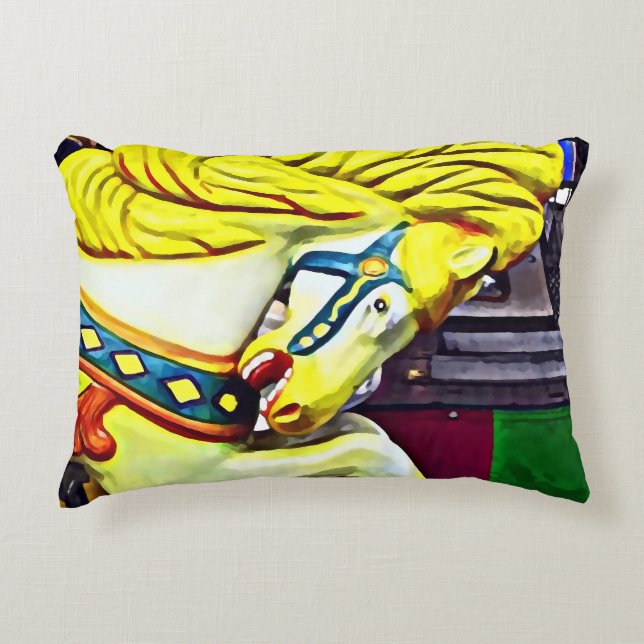 Carousel Horse With Yellow Mane Decorative Cushion (Front)