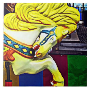 Carousel Horse With Yellow Mane Tile