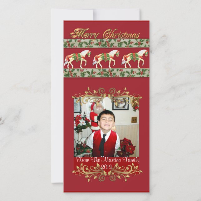 Carousel Horses Christmas photo card (Front)