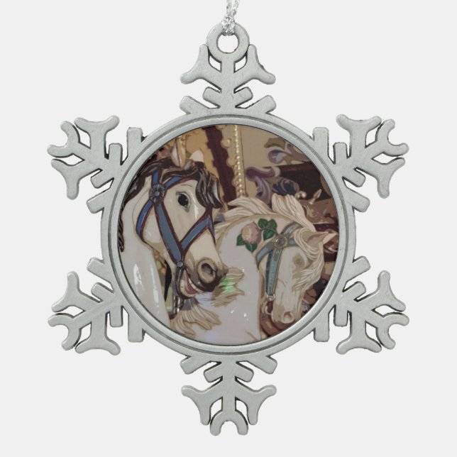 Carousel horses design pewter ornament (Front)