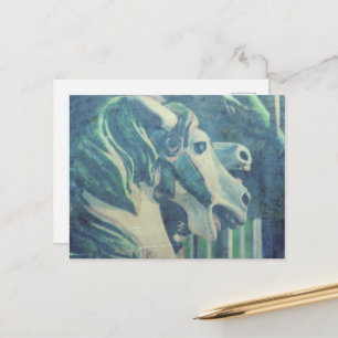 Carousel Horses Flashback to Summer Days Postcard