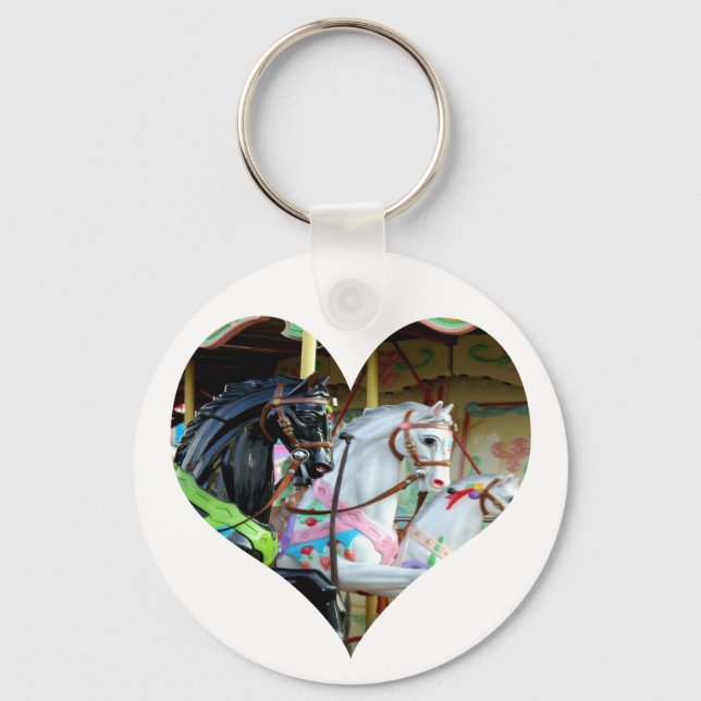 Carousel Horses Heart Keychain (Front)
