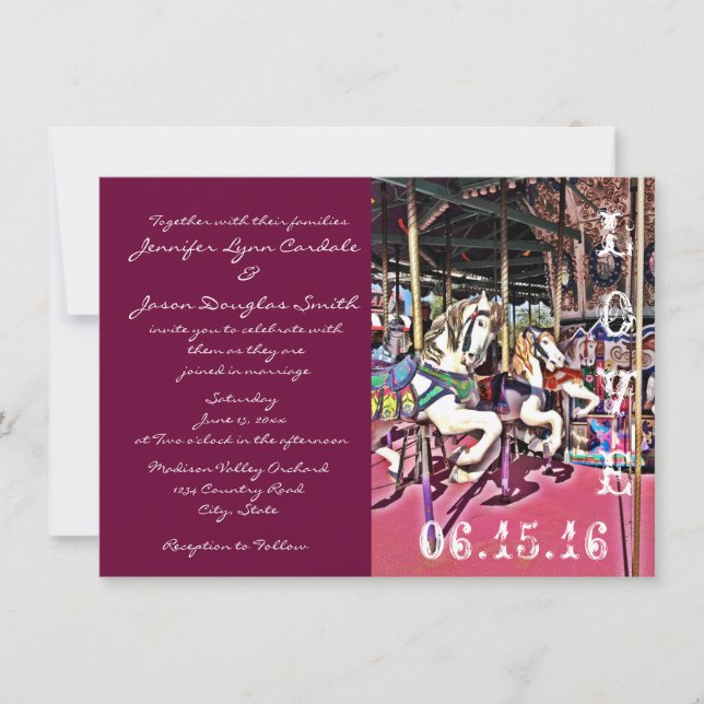 Carousel Horses Love Carnival Wedding Invitations (Front)