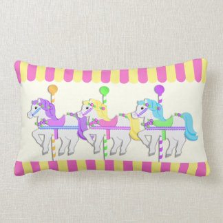 Carousel Horses Pink Lumbar Cushion