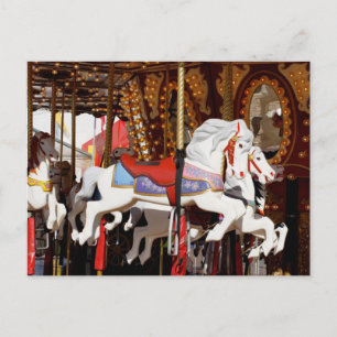 Carousel Horses Postcard