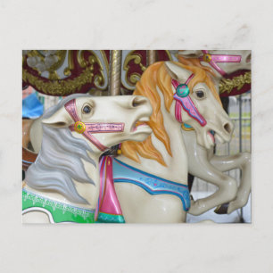 Carousel horses postcard