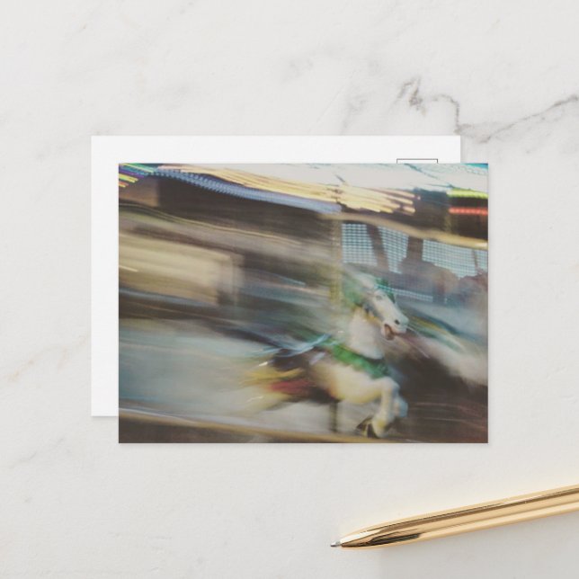 Carousel Horses Summer Days at the Fair Abstract Postcard (Front/Back In Situ)