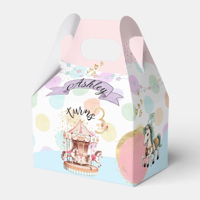 Carousel Horses Theme, Gable 4x2.5x5 Favour Box (Front Side)