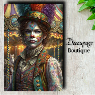 Carousel Master Clown Decoupage Tissue Paper