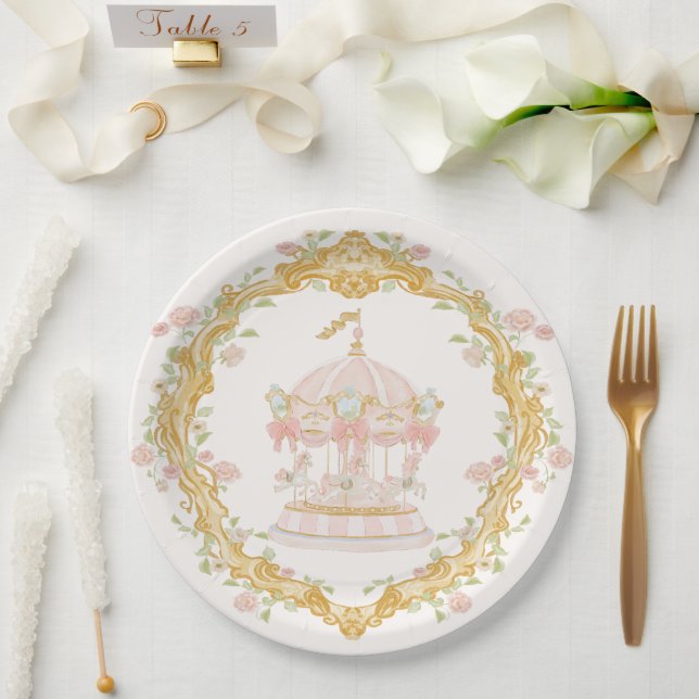 Carousel Merry-go-round Party Paper Plate (Wedding)