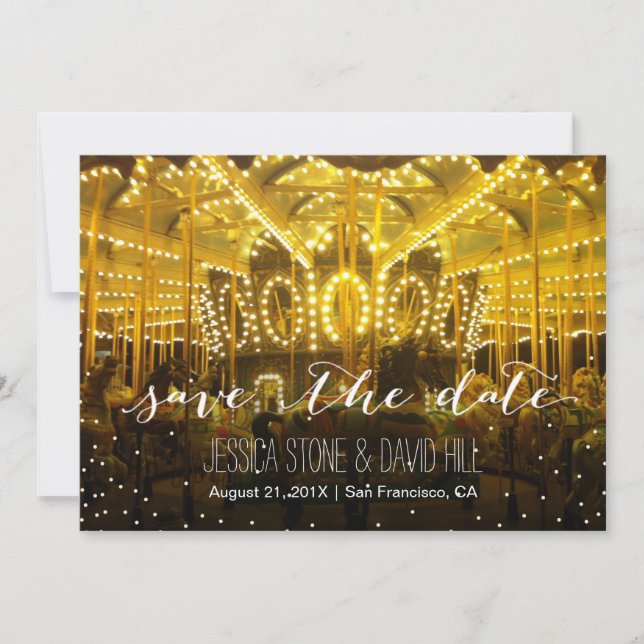 Carousel Merry Go Round String Light Save the Date (Front)
