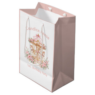Carousel Of Dreams 1st. Birthday Girl Party Medium Gift Bag