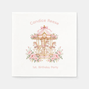 Carousel Of Dreams 1st. Birthday Girl Party Napkin