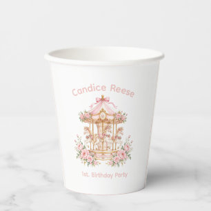 Carousel Of Dreams 1st. Birthday Girl Party Paper Cups