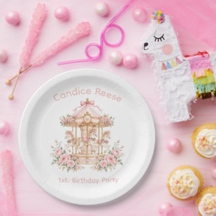 Carousel Of Dreams 1st. Birthday Girl Party Paper Plate