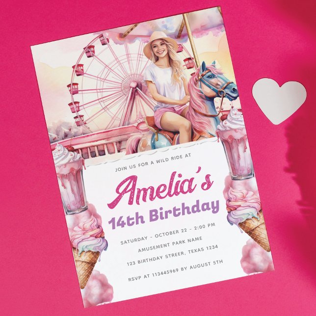 Carousel Party Watercolor Custom Invitation (Creator Uploaded)