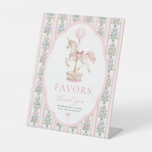 Carousel Pink Birthday Favors Sign