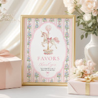 Carousel Pink Birthday Favours Sign
