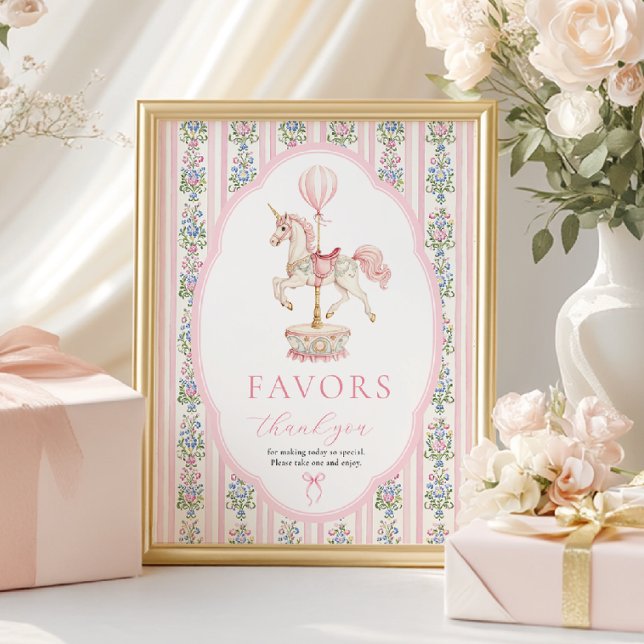 Carousel Pink Birthday Favours Sign (Creator Uploaded)