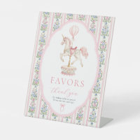 Carousel Pink Birthday Favours Sign