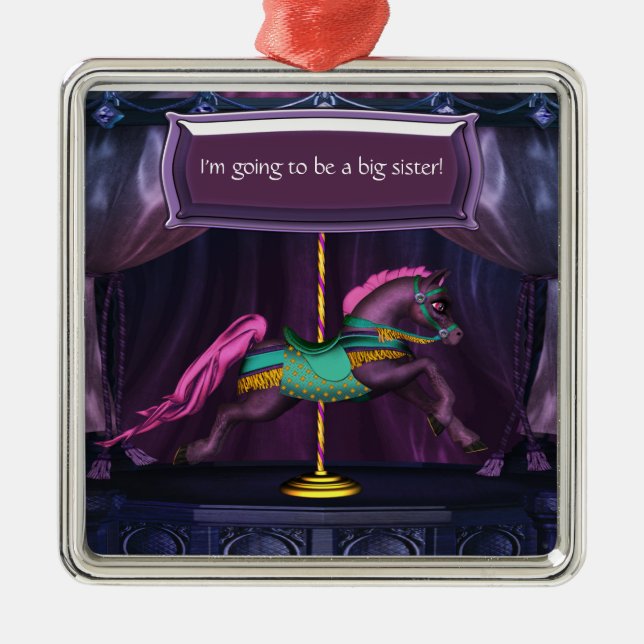 Carousel Pony Big Sister Keepsake Ornamnet Metal Tree Decoration (Front)