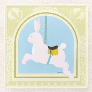 Carousel Rabbit by June Erica Vess Glass Coaster