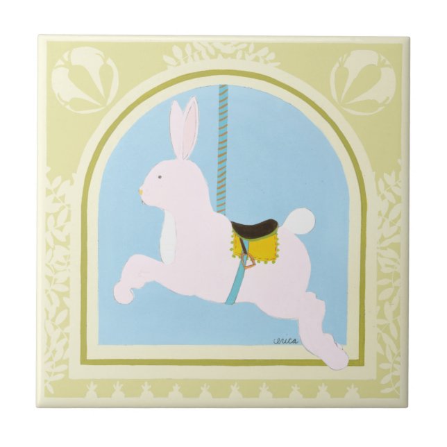Carousel Rabbit by June Erica Vess Tile (Front)