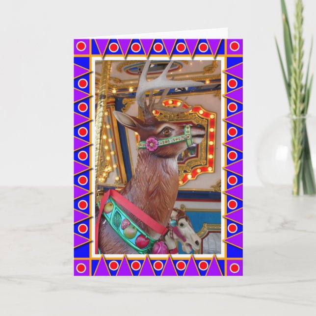 Carousel Reindeer Holiday Card (Front)