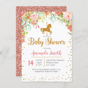 Carousel Rose Gold Baby Shower invitation