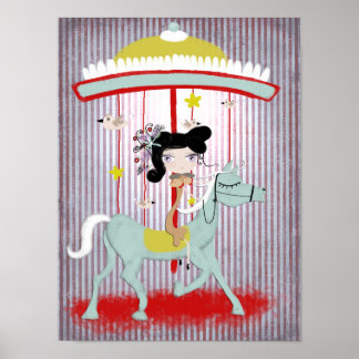 Carousel  textured matte vintage doll tender luxe poster