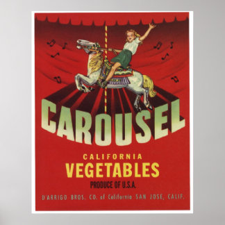 Carousel Vintage Old Vegetables Crate Labels Poster