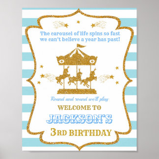 Carousel welcome party sign Boy circus poster