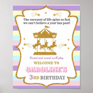 Carousel welcome party sign Girl circus poster