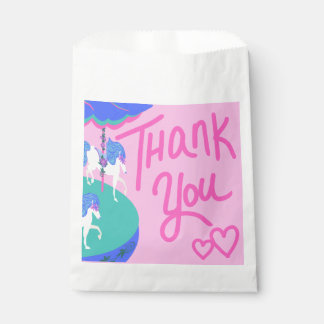 Carousel whimsical horses pink blue favour bags