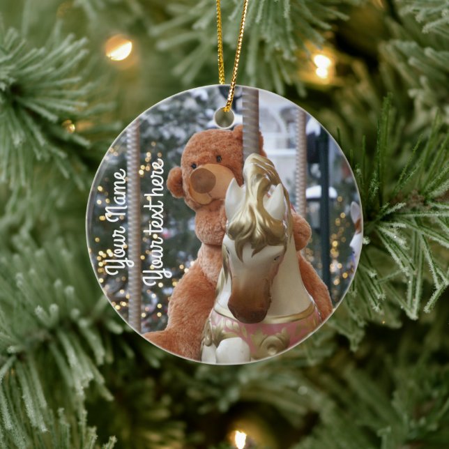 Carousel with Teddy Bear Ceramic Tree Decoration (Tree)