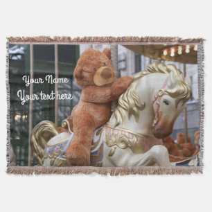 Carousel with Teddy Bear Throw Blanket