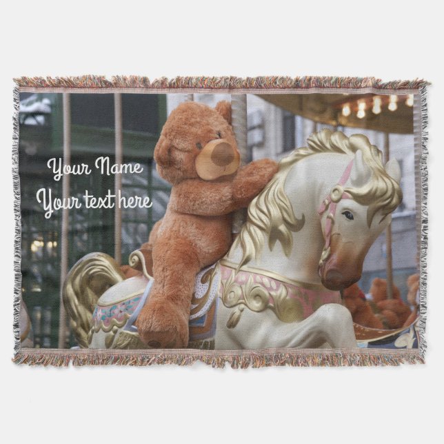 Carousel with Teddy Bear Throw Blanket (Front)
