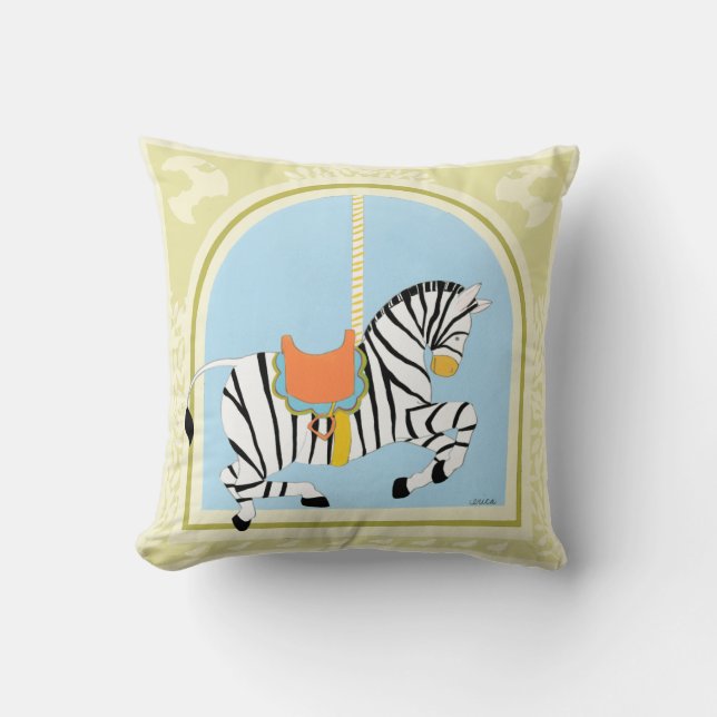 Carousel Zebra by June Erica Vess Cushion (Front)