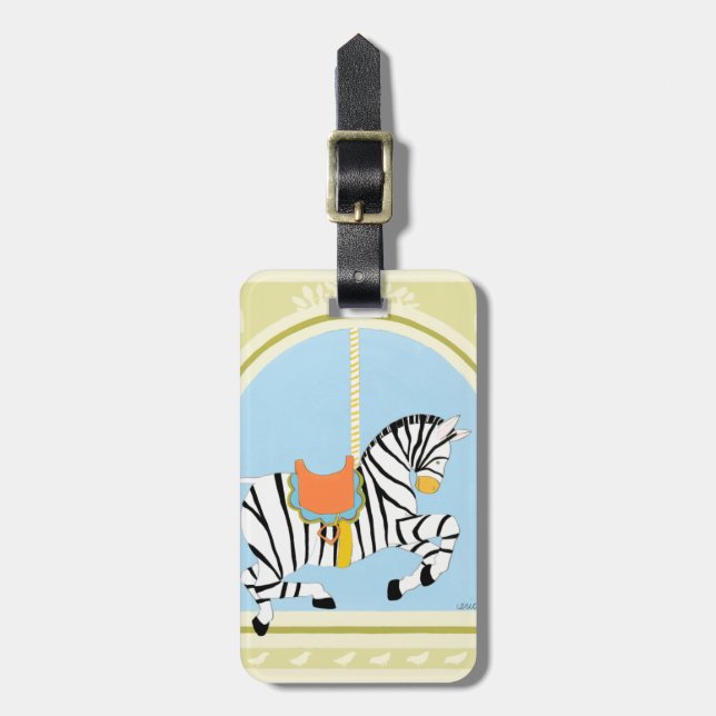 Carousel Zebra by June Erica Vess Luggage Tag (Front Vertical)