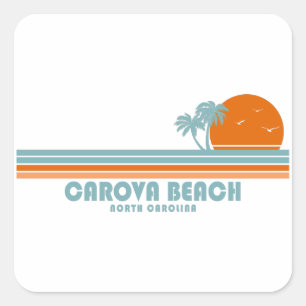Carova Beach North Carolina Sun Palm Trees Square Sticker