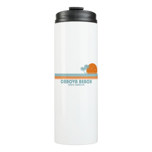 Carova Beach North Carolina Sun Palm Trees Thermal Tumbler (Front)