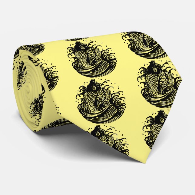 Carp and water tie (Rolled)
